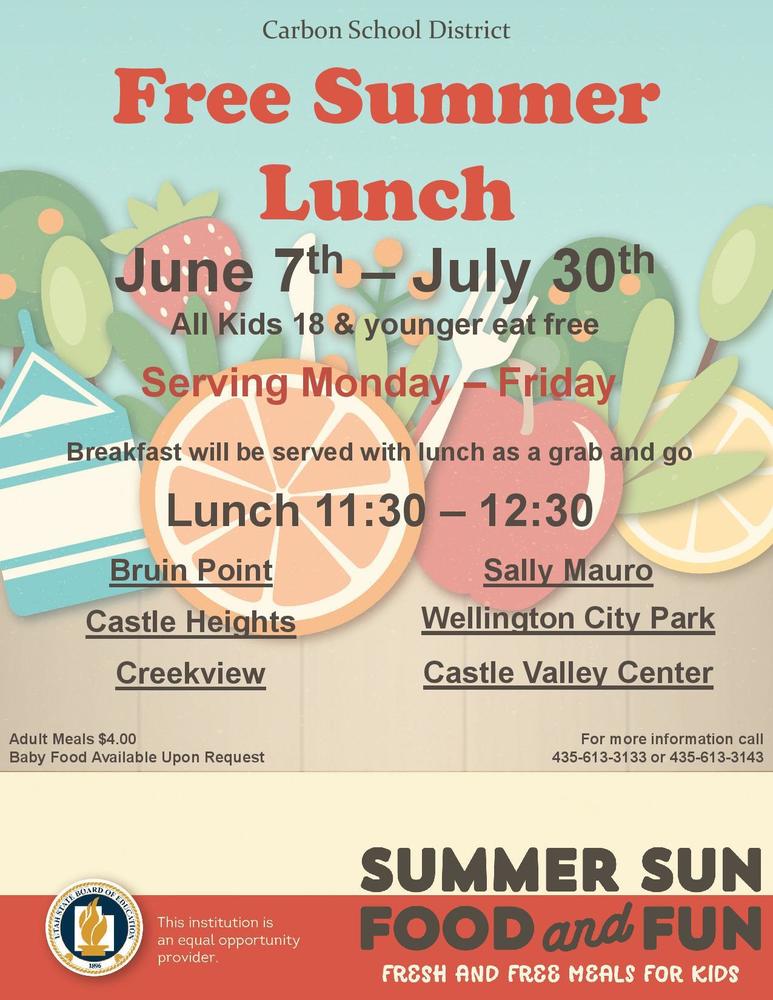 Free Summer Lunch program Sally Mauro Elementary