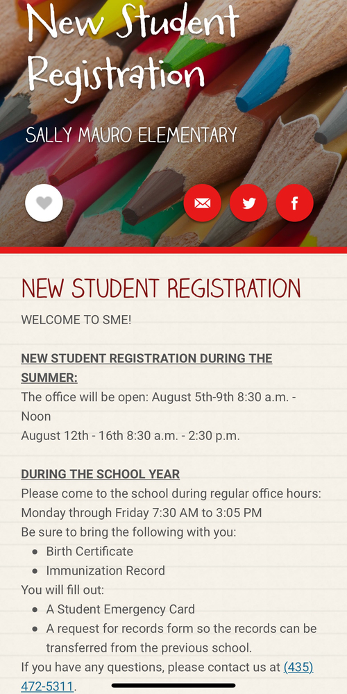 New Student Registration