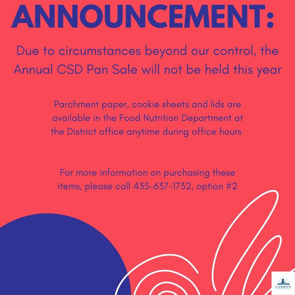 Announcement - Pan sale will not be held this year