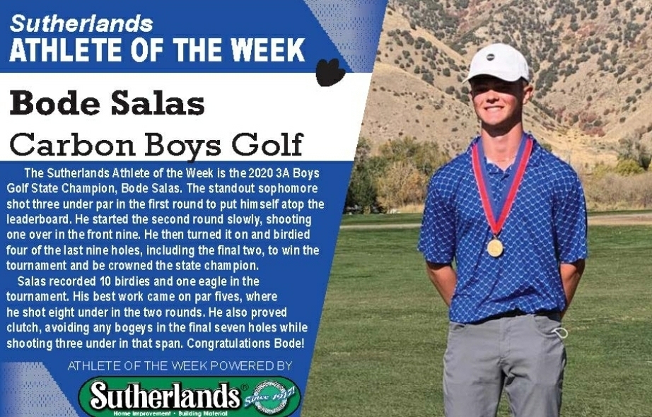 BODE SALAS NAMED SUTHERLANDS ATHLETE OF THE WEEK