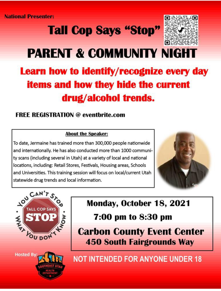 Tall Cop says Stop - Parent and Community night