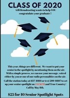 ETV News and AJB Broadcasting want to CELEBRATE your 2020 SENIOR!