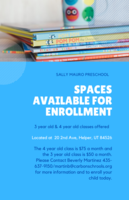 Spaces available next year @ Sally Mauro Preschool