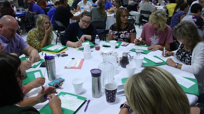 Teachers at the institute filled out cards that told of their greatest hope for this coming year. They then took selfies with the card and posted them on the district news feed for their schools. The photos can be seen by going to each schools website.